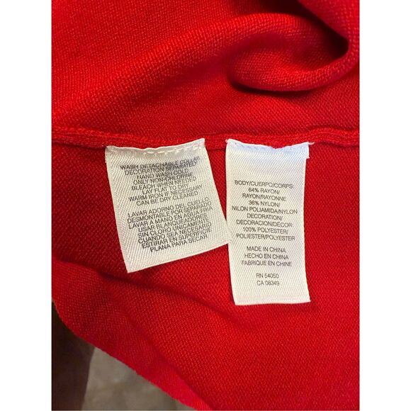 Jones New York Red Knit Top Removable Ruffle Collar Sz. XL 3/4 Sleeves - Picture 10 of 11